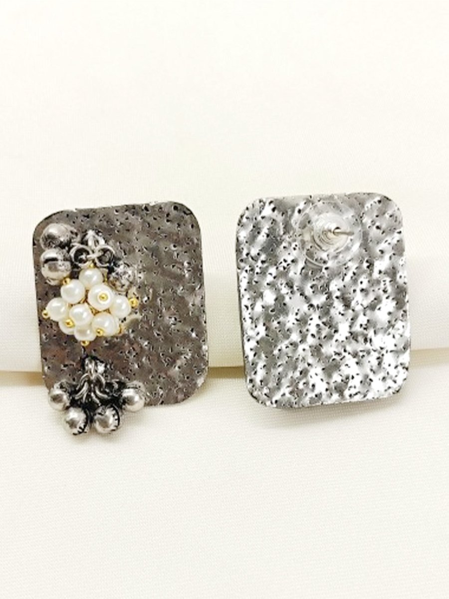 Chandrima White Pearl Oxidized Tops - House of Sarvati LLC