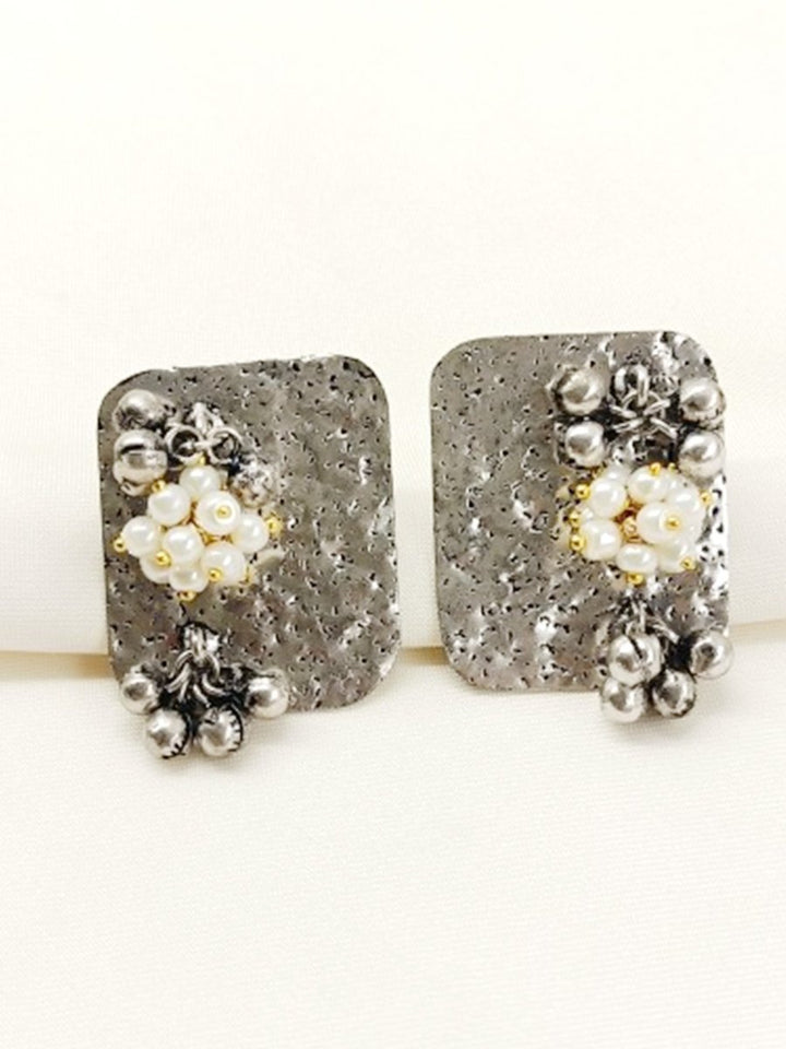 Chandrima White Pearl Oxidized Tops - House of Sarvati LLC