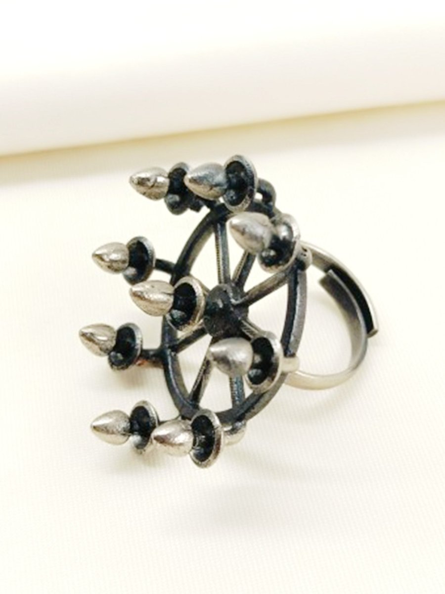 Charmi Plain Oxidized Finger Ring - House of Sarvati LLC