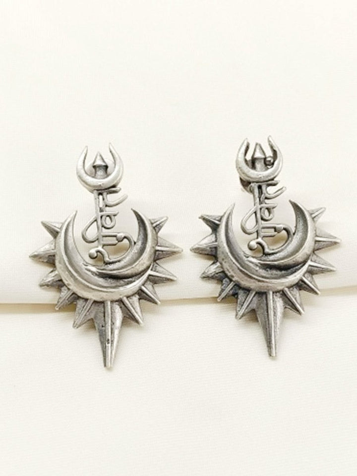 Charuni Plain Oxidized Earring - House of Sarvati LLC