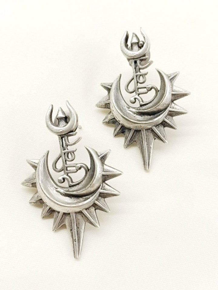 Charuni Plain Oxidized Earring - House of Sarvati LLC