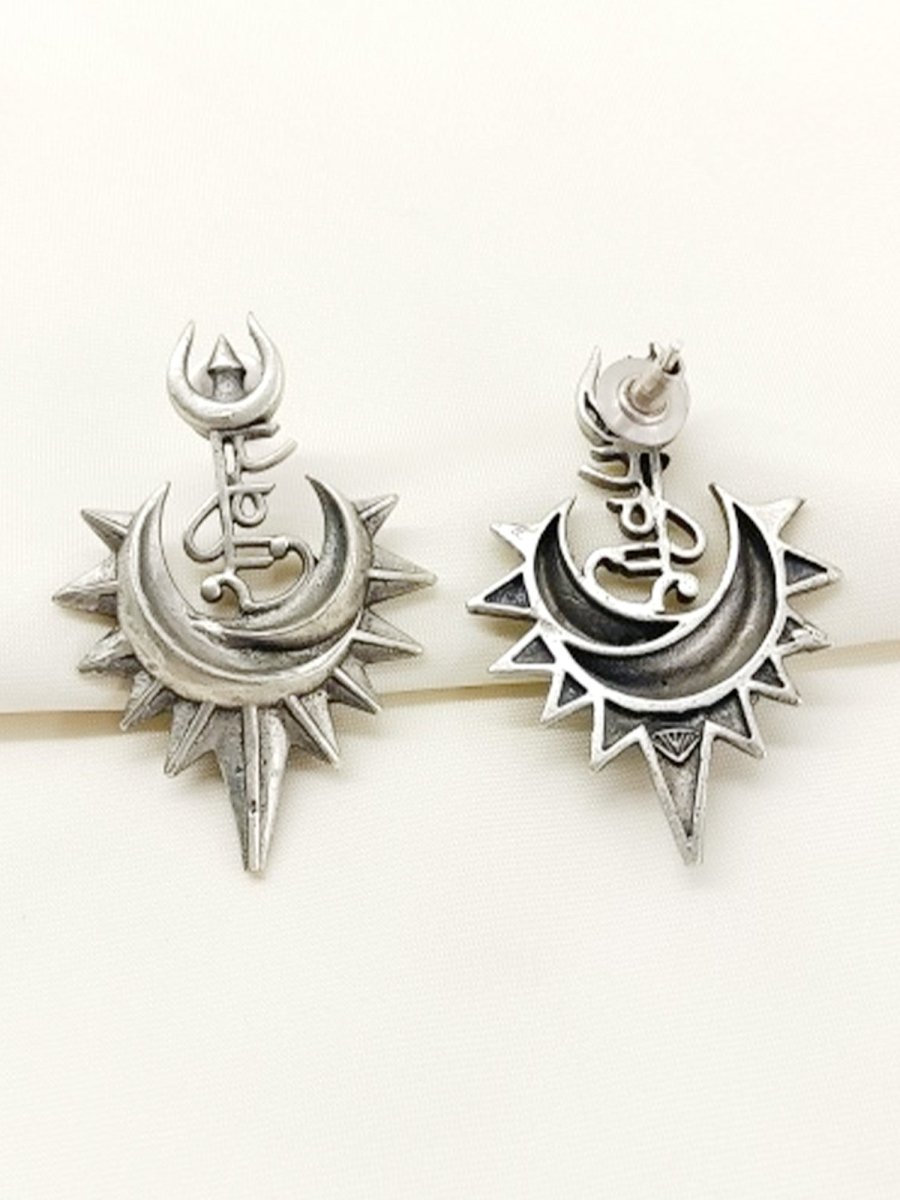 Charuni Plain Oxidized Earring - House of Sarvati LLC
