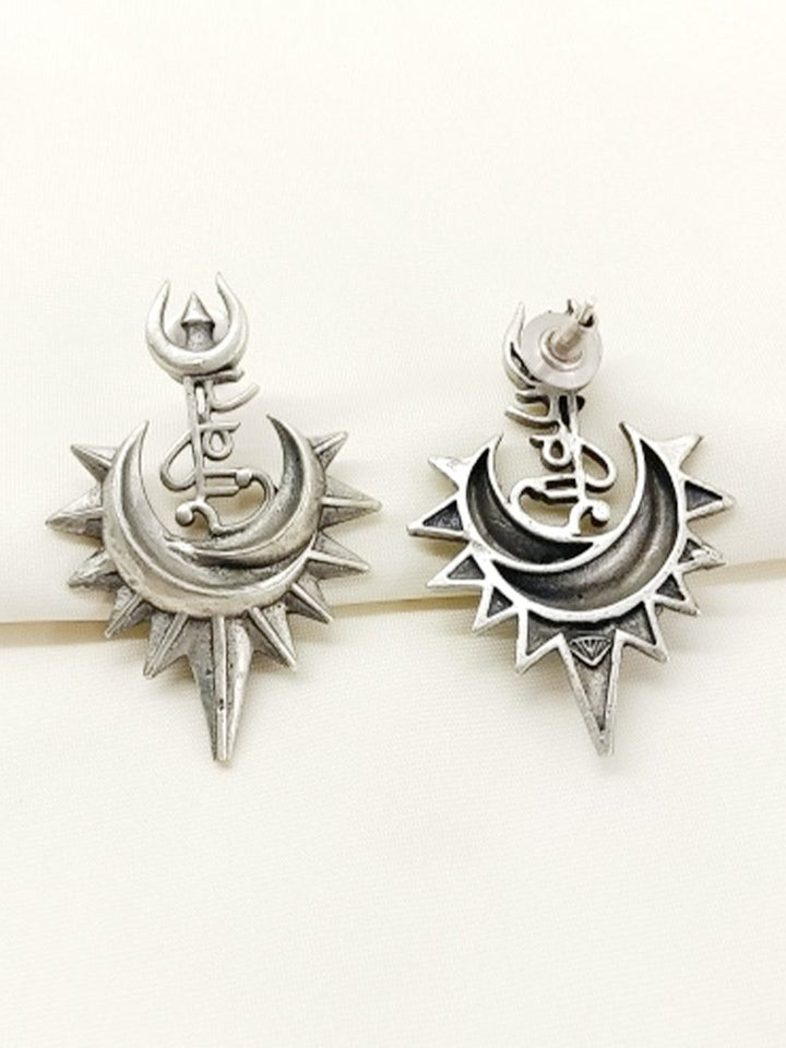Charuni Plain Oxidized Earring - House of Sarvati LLC