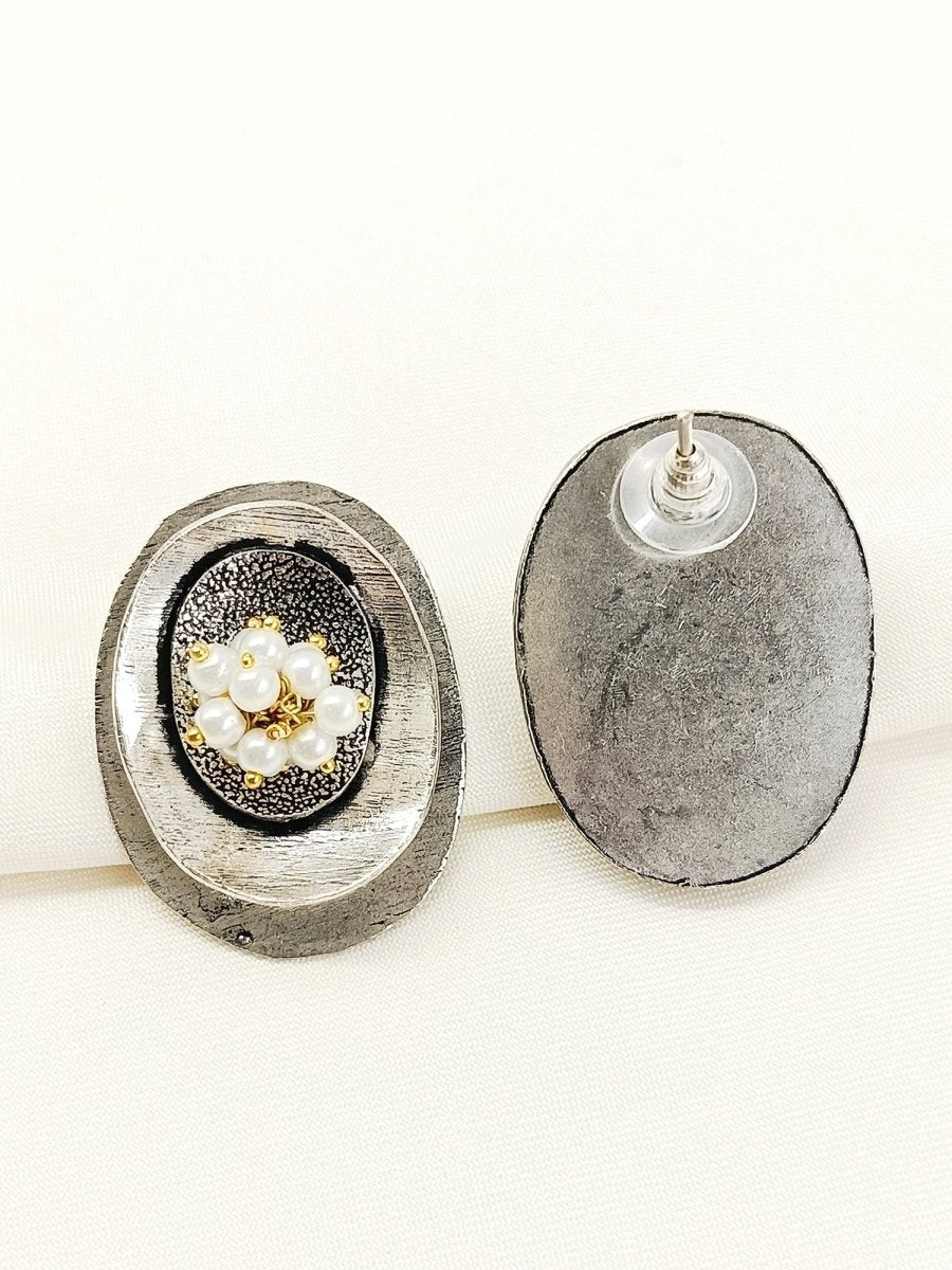 Charushree White Pearl Oxidized Tops - House of Sarvati LLC