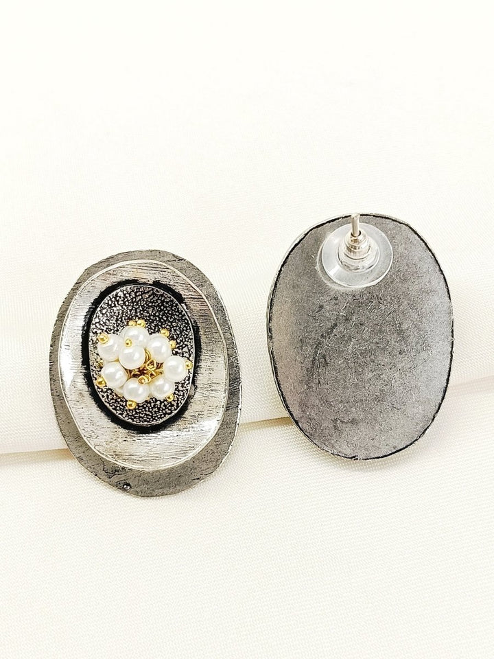 Charushree White Pearl Oxidized Tops - House of Sarvati LLC