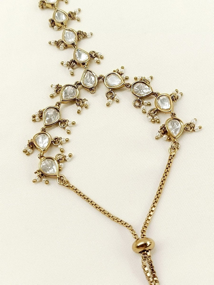 Chavvi White Kundan Hathphool Set Of 2 - House of Sarvati LLC