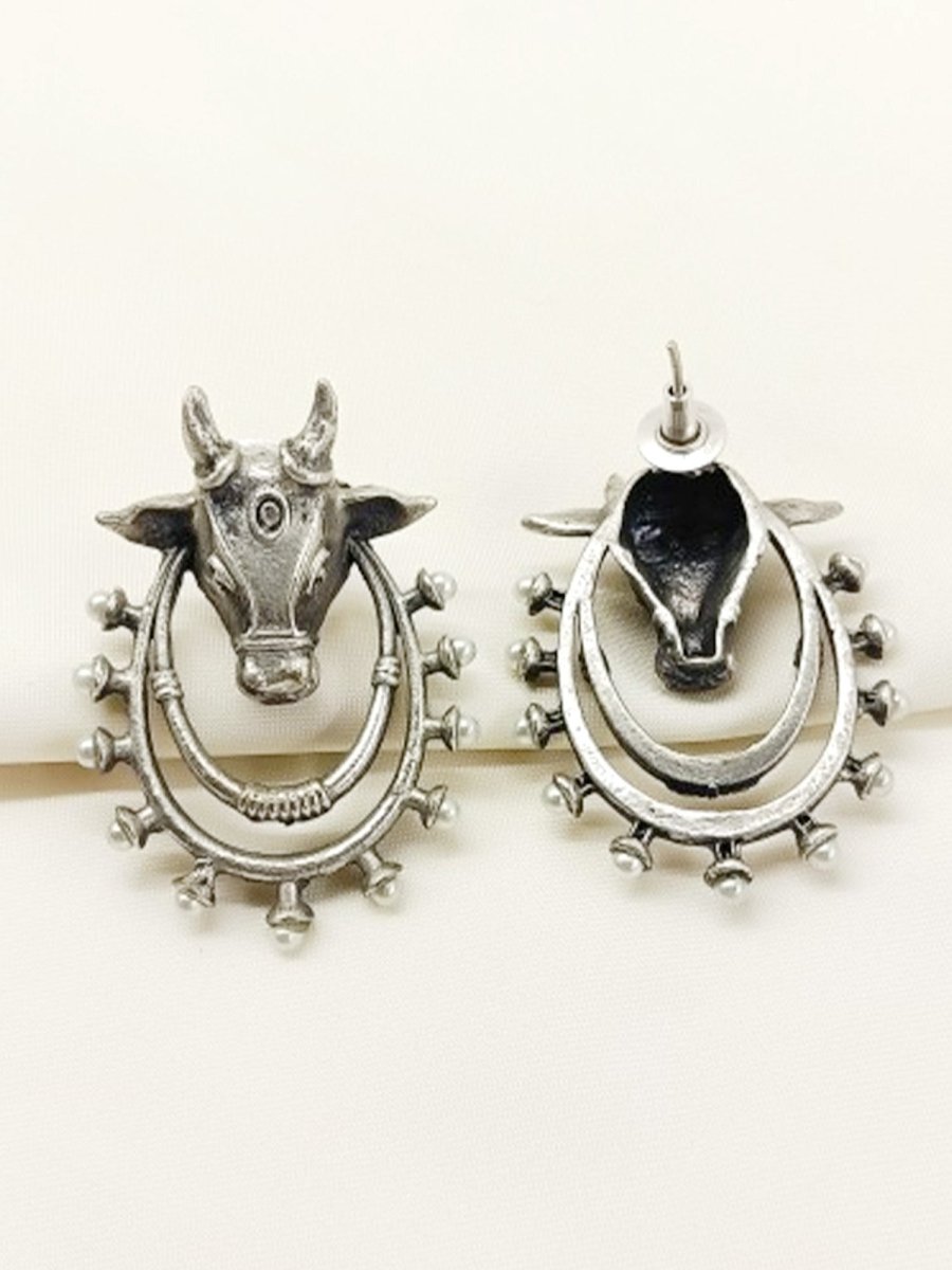 Chayana Plain Oxidized Earring - House of Sarvati LLC