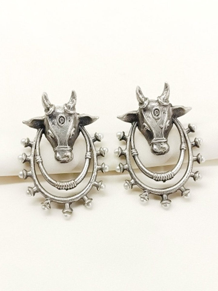 Chayana Plain Oxidized Earring - House of Sarvati LLC