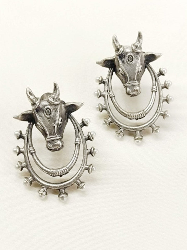 Chayana Plain Oxidized Earring - House of Sarvati LLC
