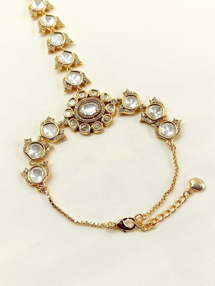 Chitrangana White Kundan Hathphool Set Of 2 - House of Sarvati LLC