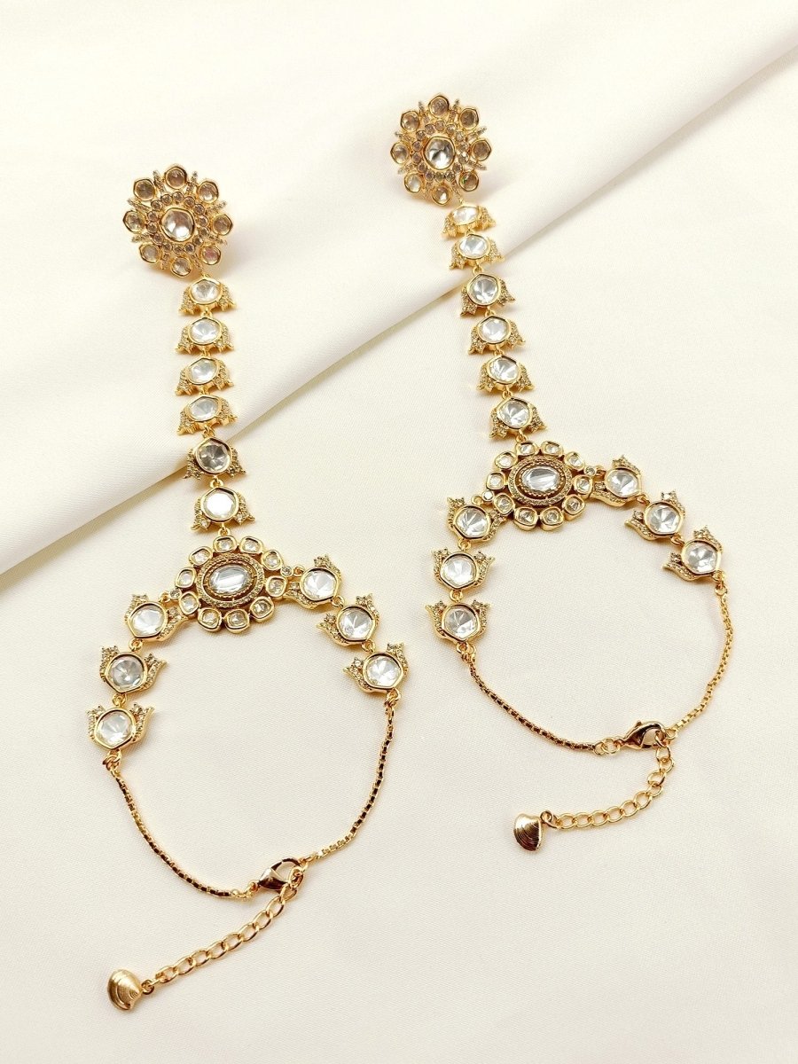 Chitrangana White Kundan Hathphool Set Of 2 - House of Sarvati LLC