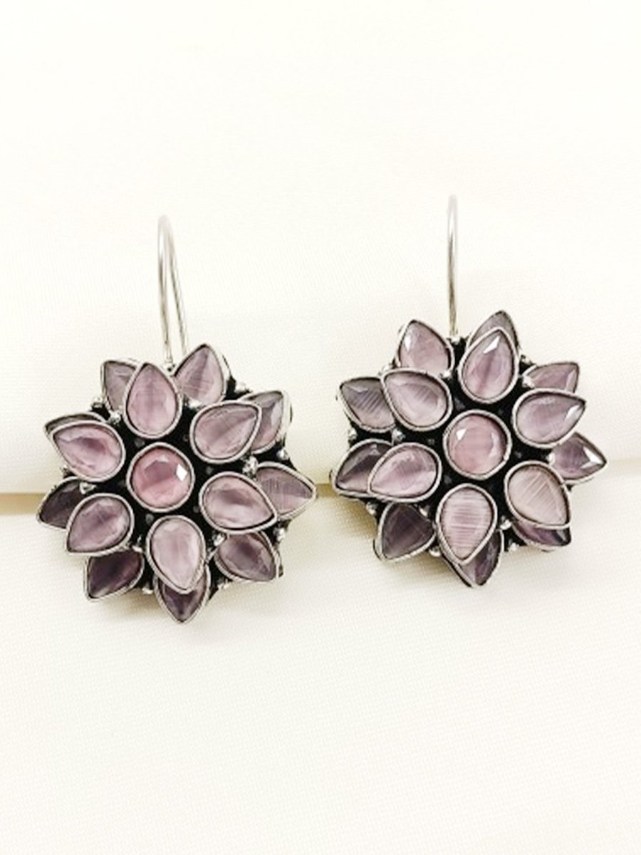Chitrangi Baby Pink Oxidized Earring - House of Sarvati LLC