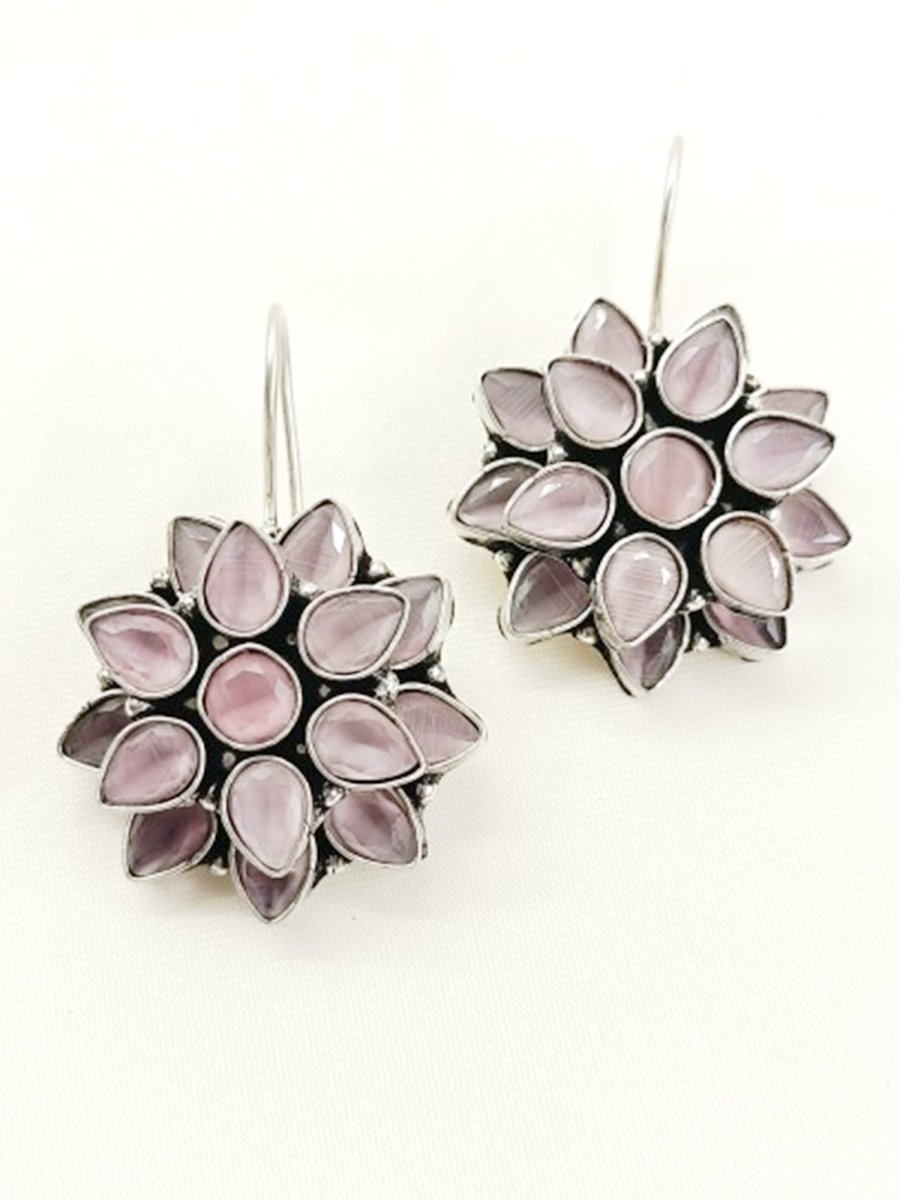Chitrangi Baby Pink Oxidized Earring - House of Sarvati LLC