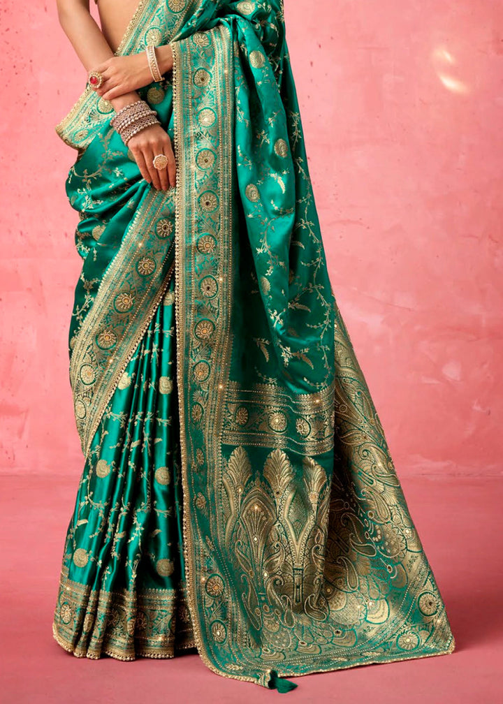 Classic Radiance - Satin Katan Saree (Set of 4) - House of Sarvati LLC