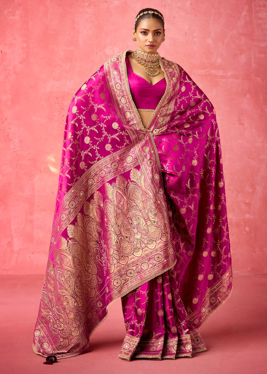 Classic Radiance - Satin Katan Saree (Set of 4) - House of Sarvati LLC