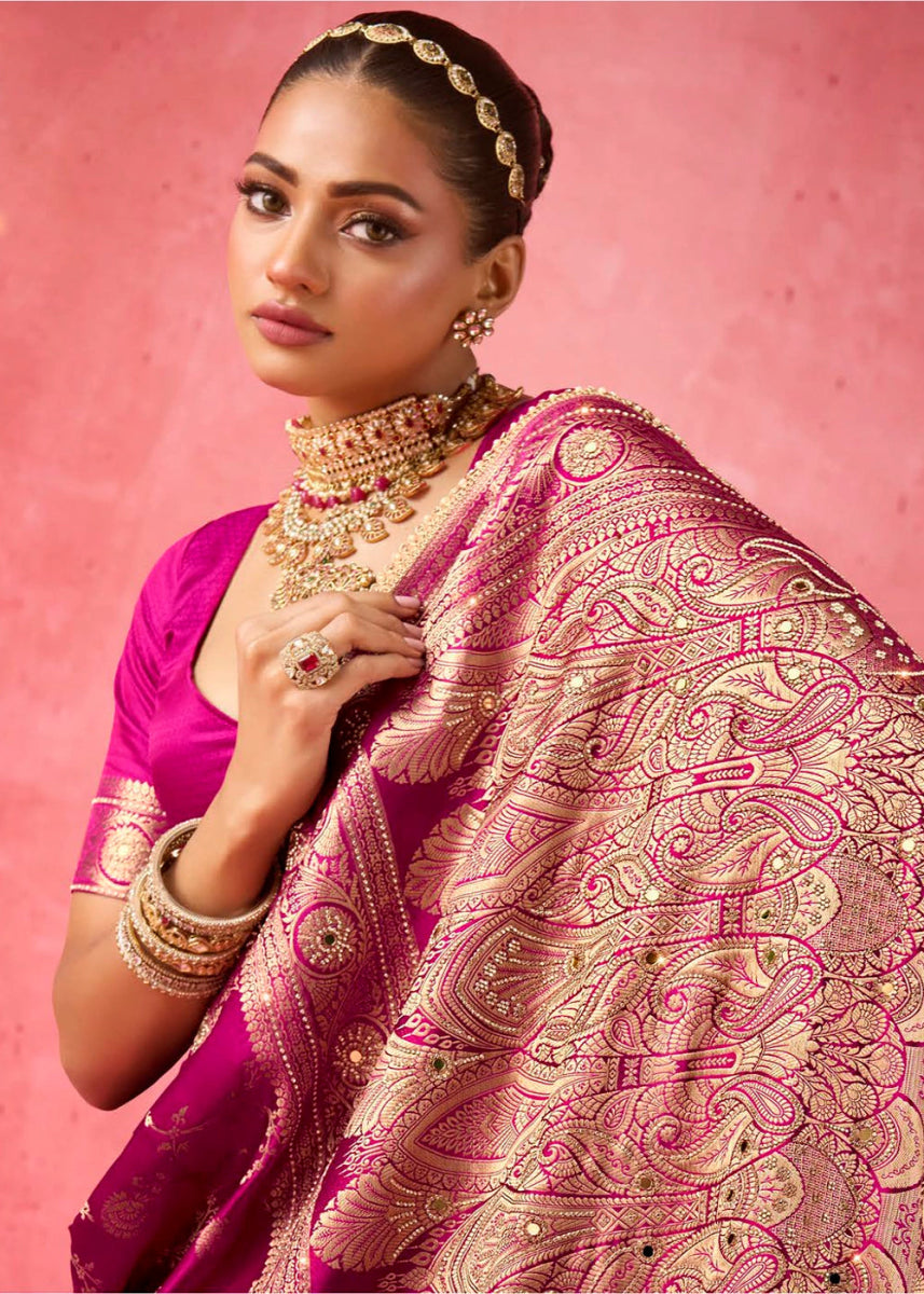 Classic Radiance - Satin Katan Saree (Set of 4) - House of Sarvati LLC