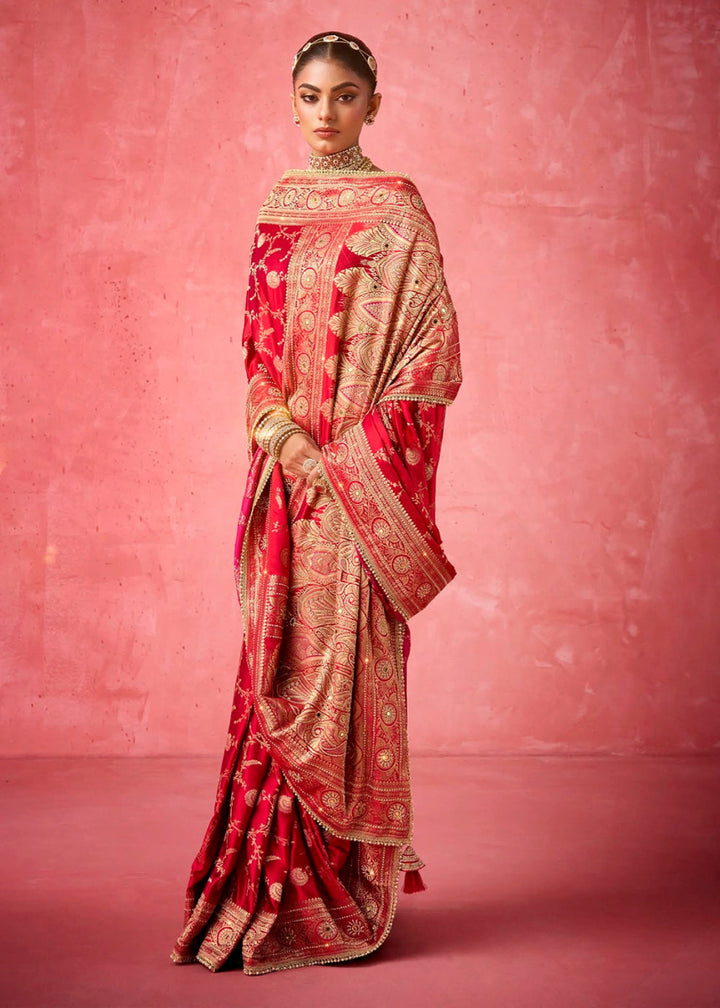 Classic Radiance - Satin Katan Saree (Set of 4) - House of Sarvati LLC