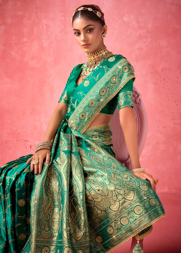 Classic Radiance - Satin Katan Saree (Set of 4) - House of Sarvati LLC