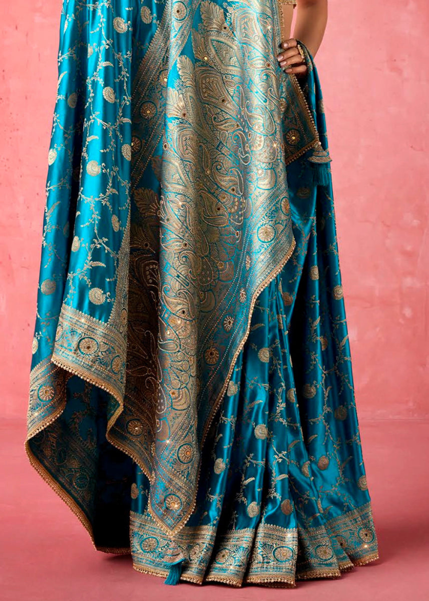 Classic Radiance - Satin Katan Saree (Set of 4) - House of Sarvati LLC