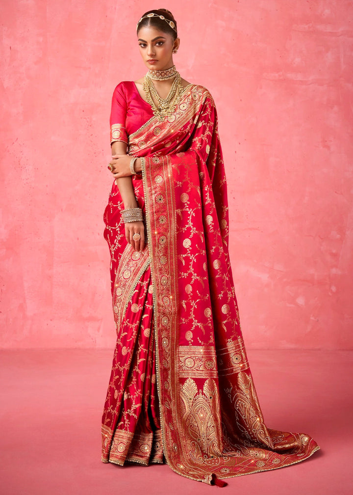 Classic Radiance - Satin Katan Saree (Set of 4) - House of Sarvati LLC