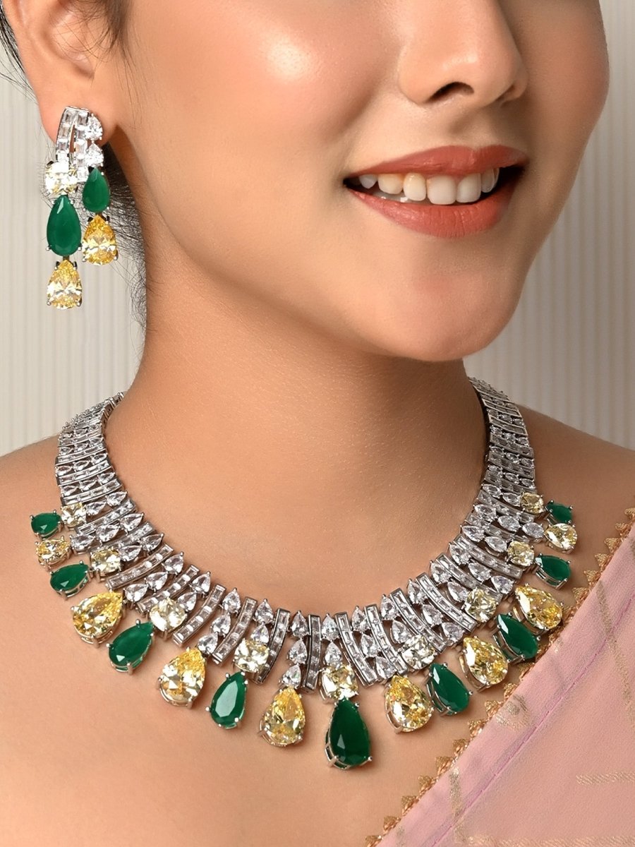 Clementine American Diamond Flexible Necklace Set - House of Sarvati LLC