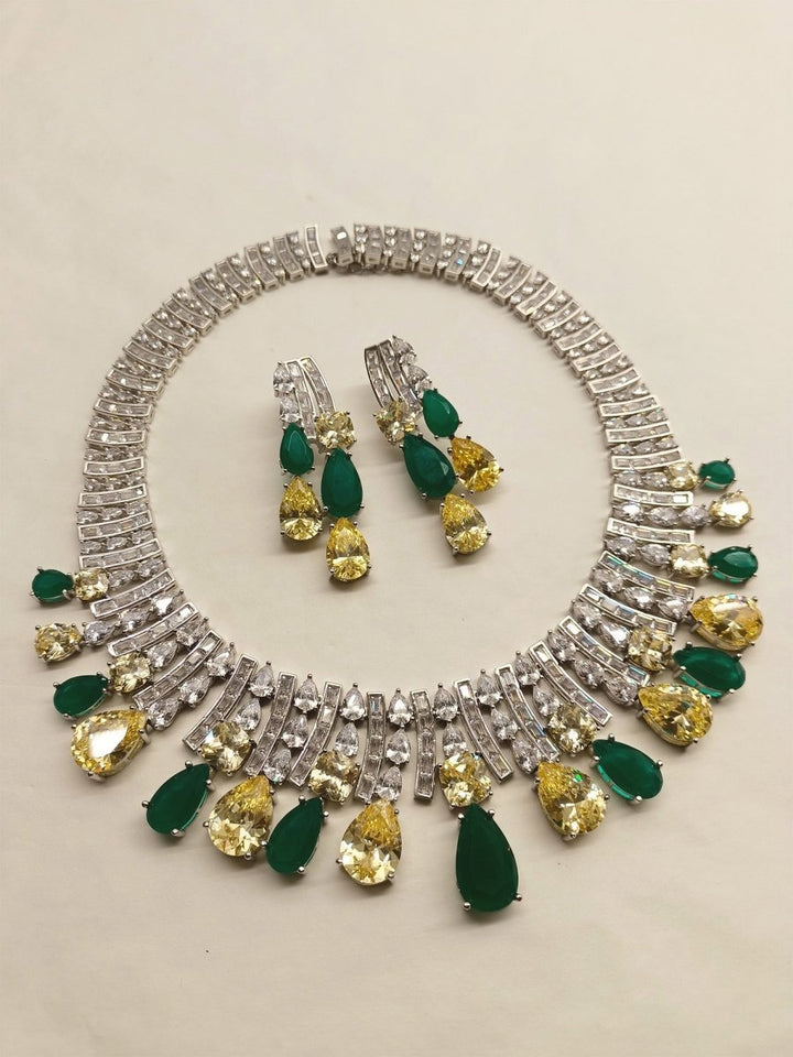 Clementine American Diamond Flexible Necklace Set - House of Sarvati LLC