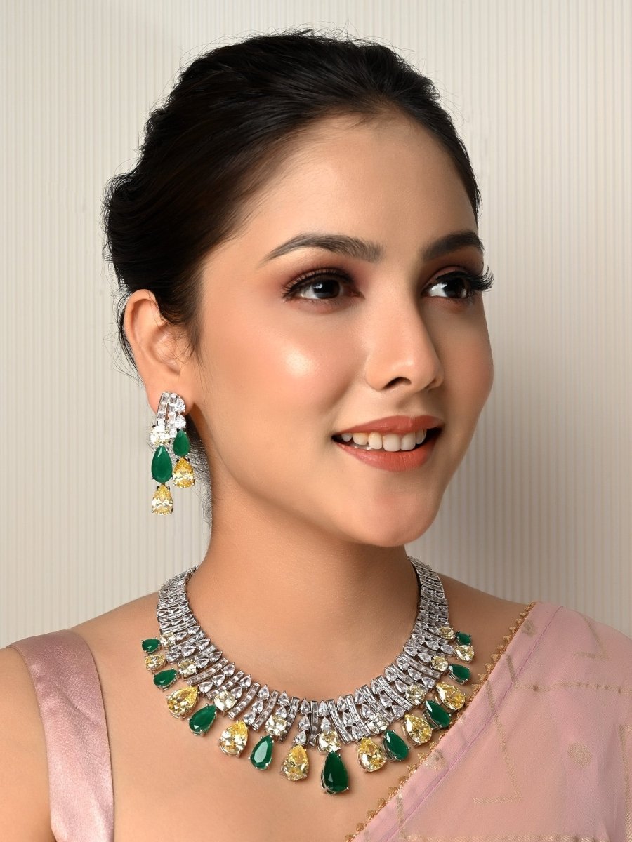 Clementine American Diamond Flexible Necklace Set - House of Sarvati LLC