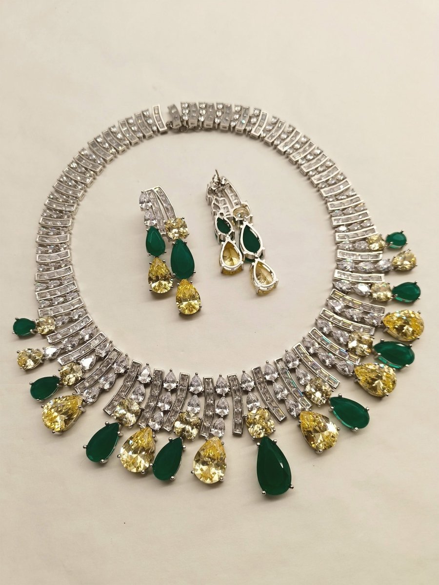 Clementine American Diamond Flexible Necklace Set - House of Sarvati LLC
