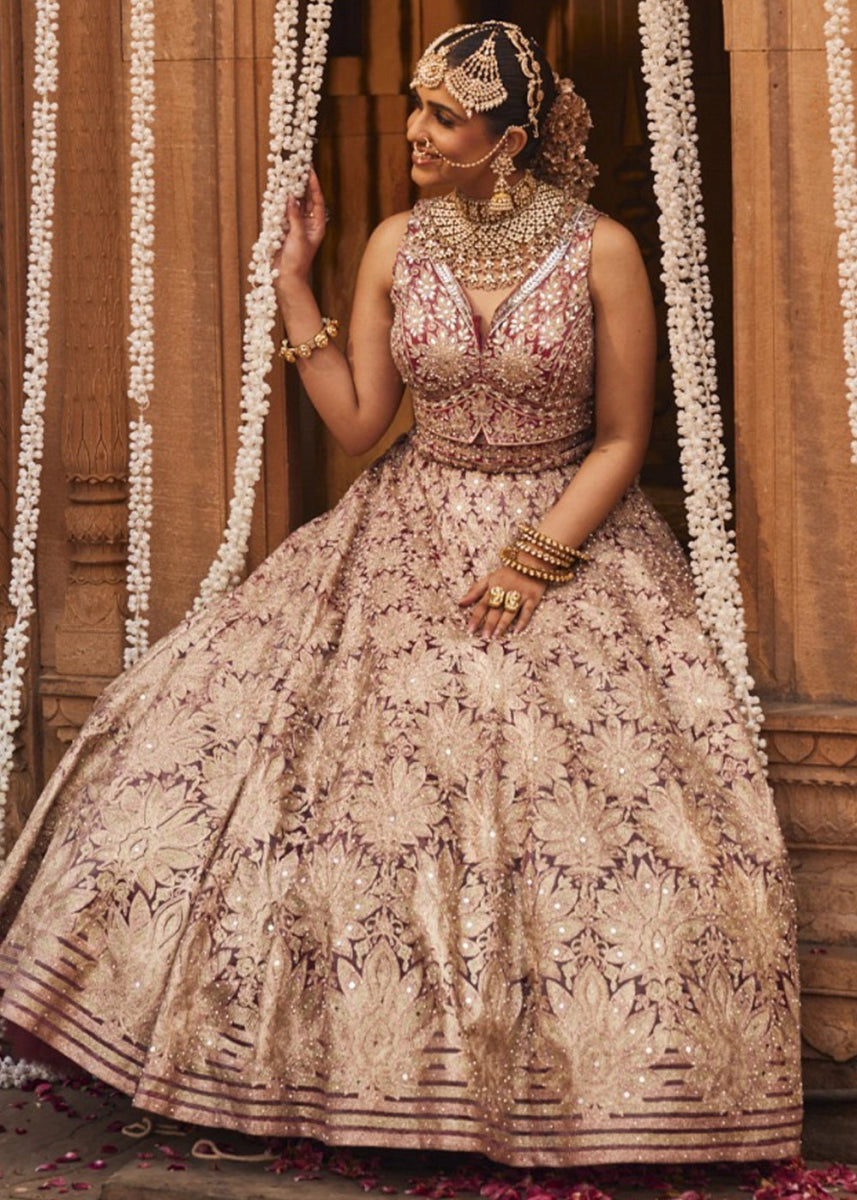 Cream White & Pink Net Lehenga Choli with Embroidery and Sparkling Sequins Work - House of Sarvati LLC