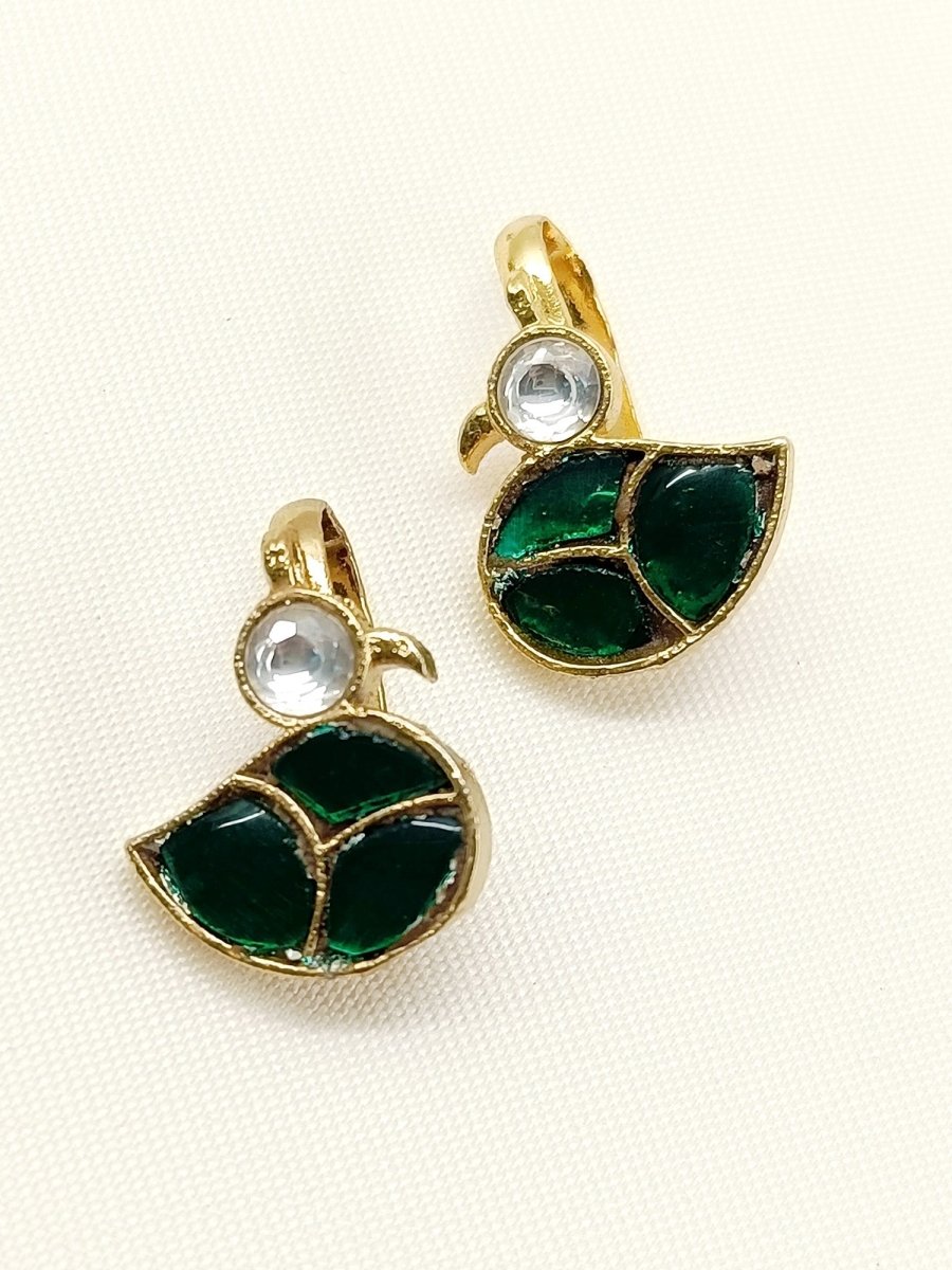 Danica Green Gold Plated Kundan Ear Cuff [ Price is for Pair ] - House of Sarvati LLC