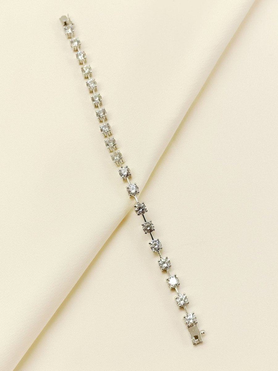 Deborah 92.5 Silver Swarovski Stone Bracelet - House of Sarvati LLC