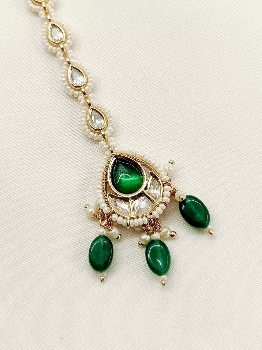 Deetya Green Kundan Teeka - House of Sarvati LLC