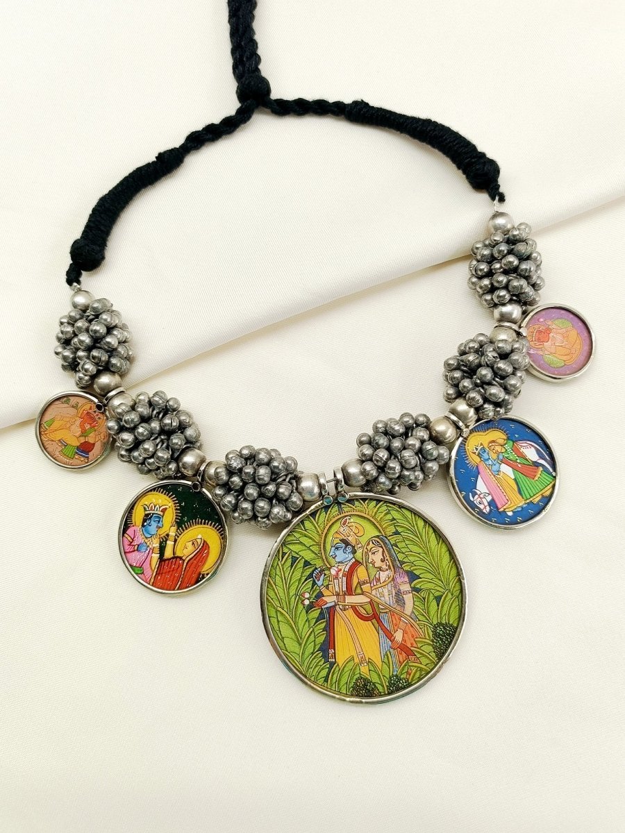 Dhavaje Multi Colour Oxidized Neckpiece - House of Sarvati LLC