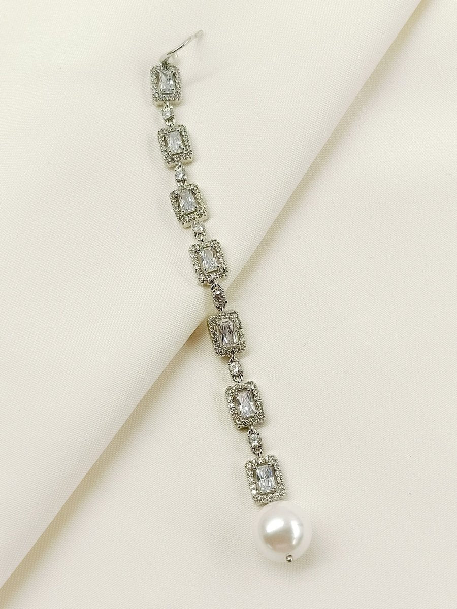 Dhawni White American Diamond Teeka - House of Sarvati LLC