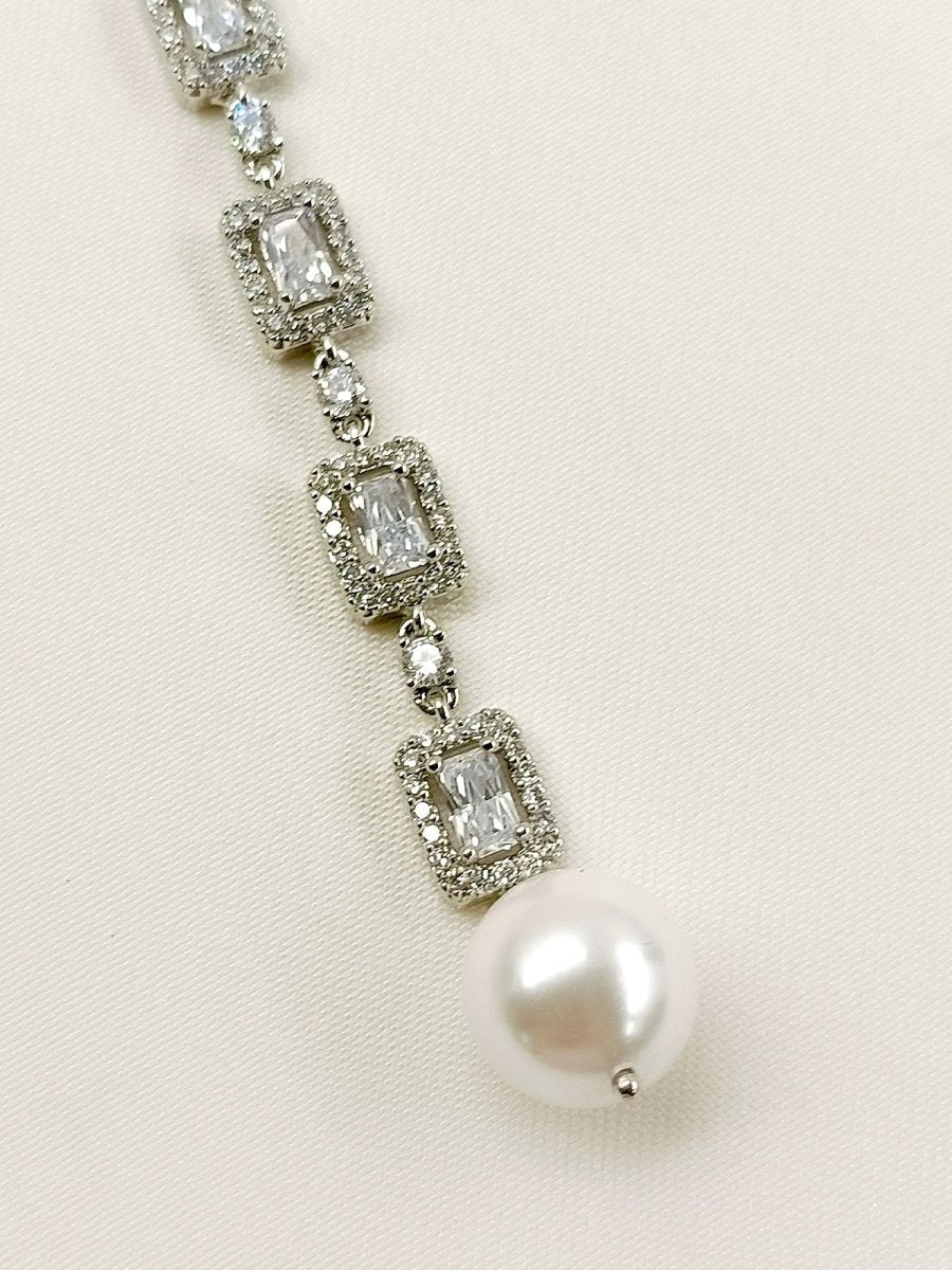 Dhawni White American Diamond Teeka - House of Sarvati LLC