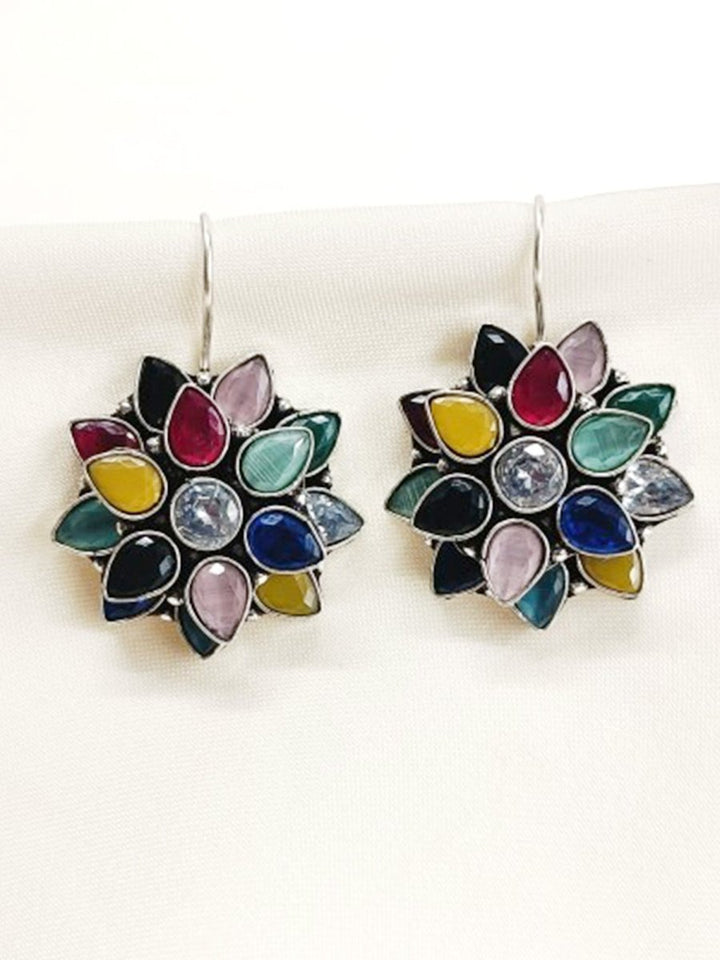 Dhithi Multi Colour Oxidized Earring - House of Sarvati LLC