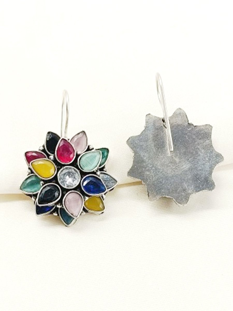Dhithi Multi Colour Oxidized Earring - House of Sarvati LLC