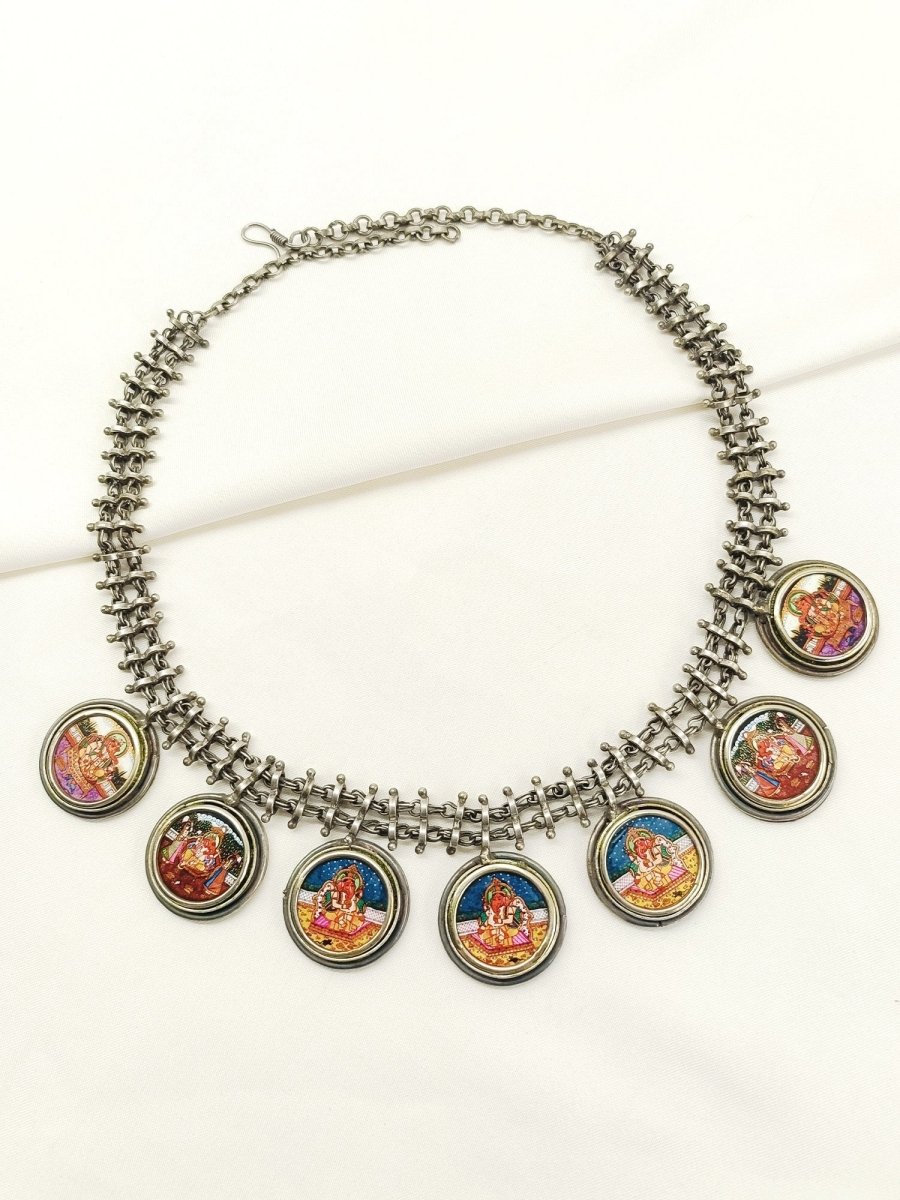 Divine Multi Colour Oxidized Neckpiece - House of Sarvati LLC