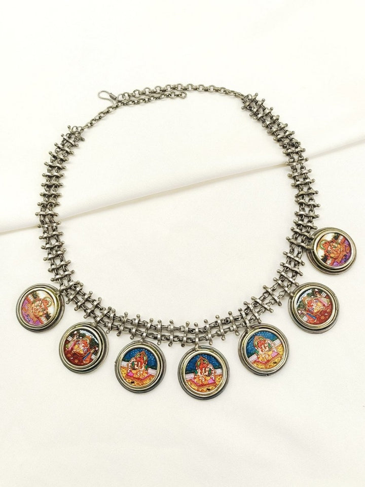 Divine Multi Colour Oxidized Neckpiece - House of Sarvati LLC