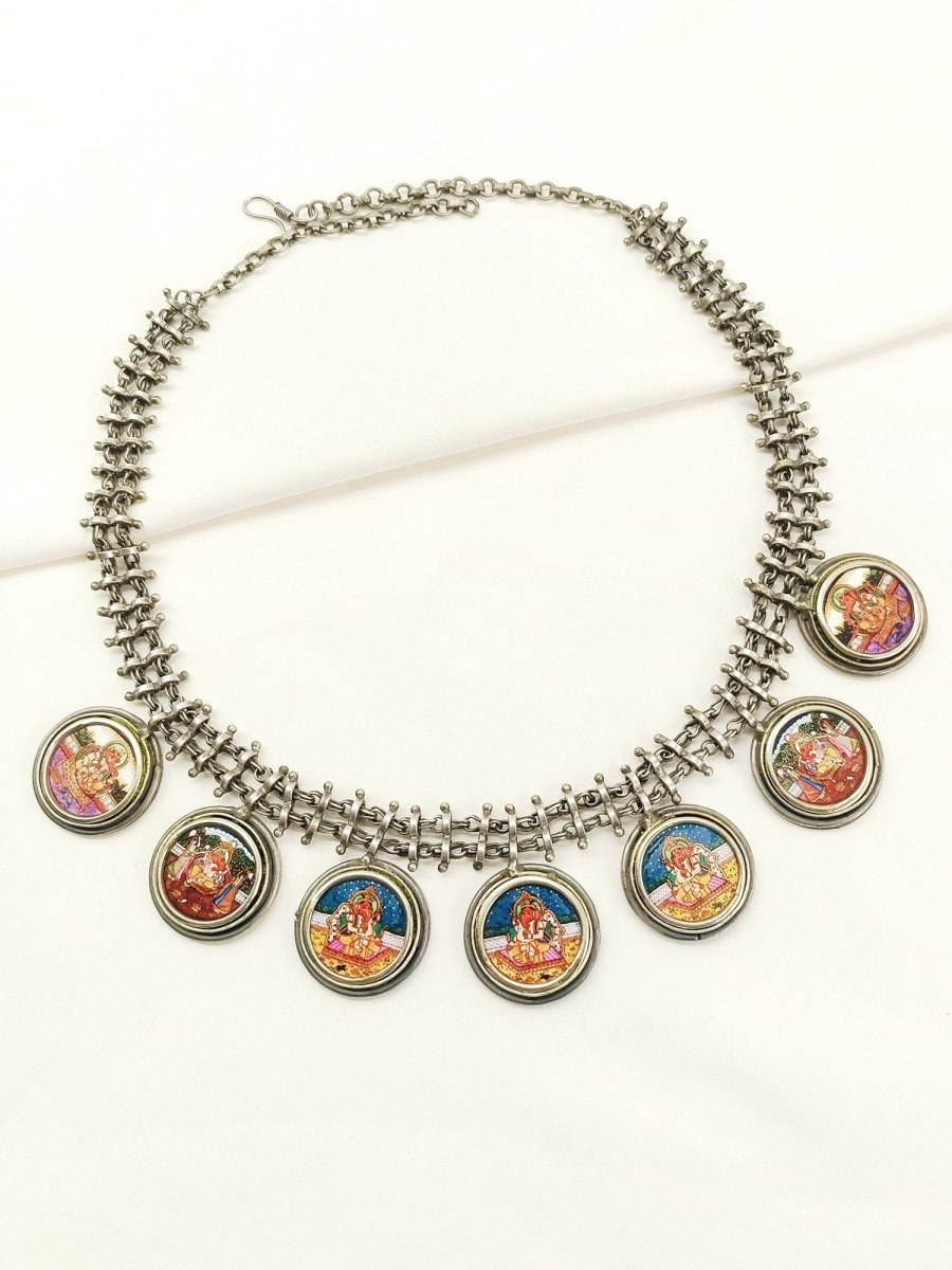 Divine Multi Colour Oxidized Neckpiece - House of Sarvati LLC