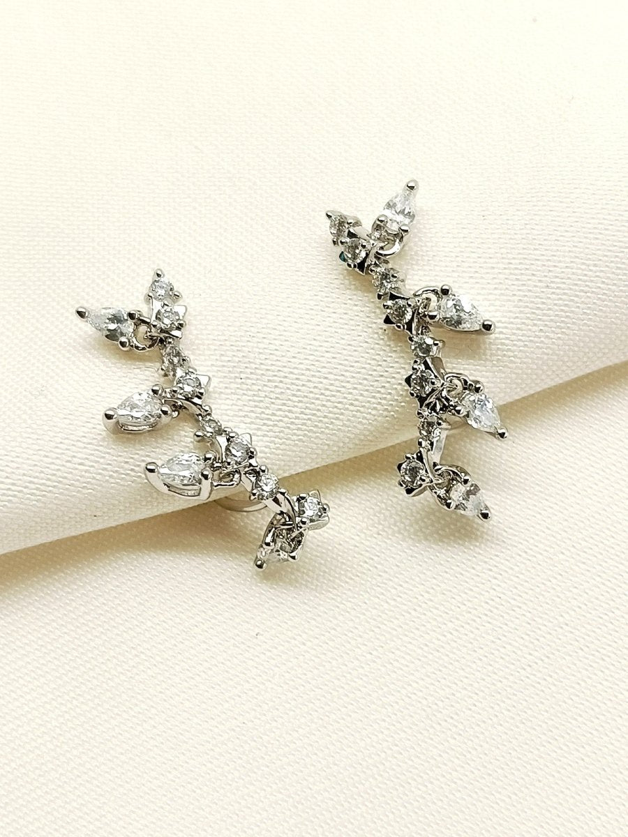 Divisha White American Diamond Earcuff - House of Sarvati LLC