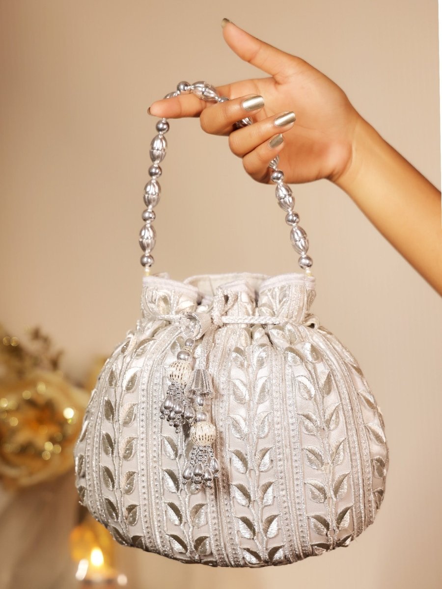 Doris Silver Potli Bag - House of Sarvati LLC