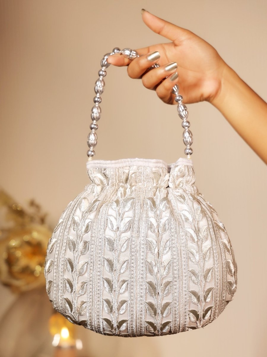 Doris Silver Potli Bag - House of Sarvati LLC