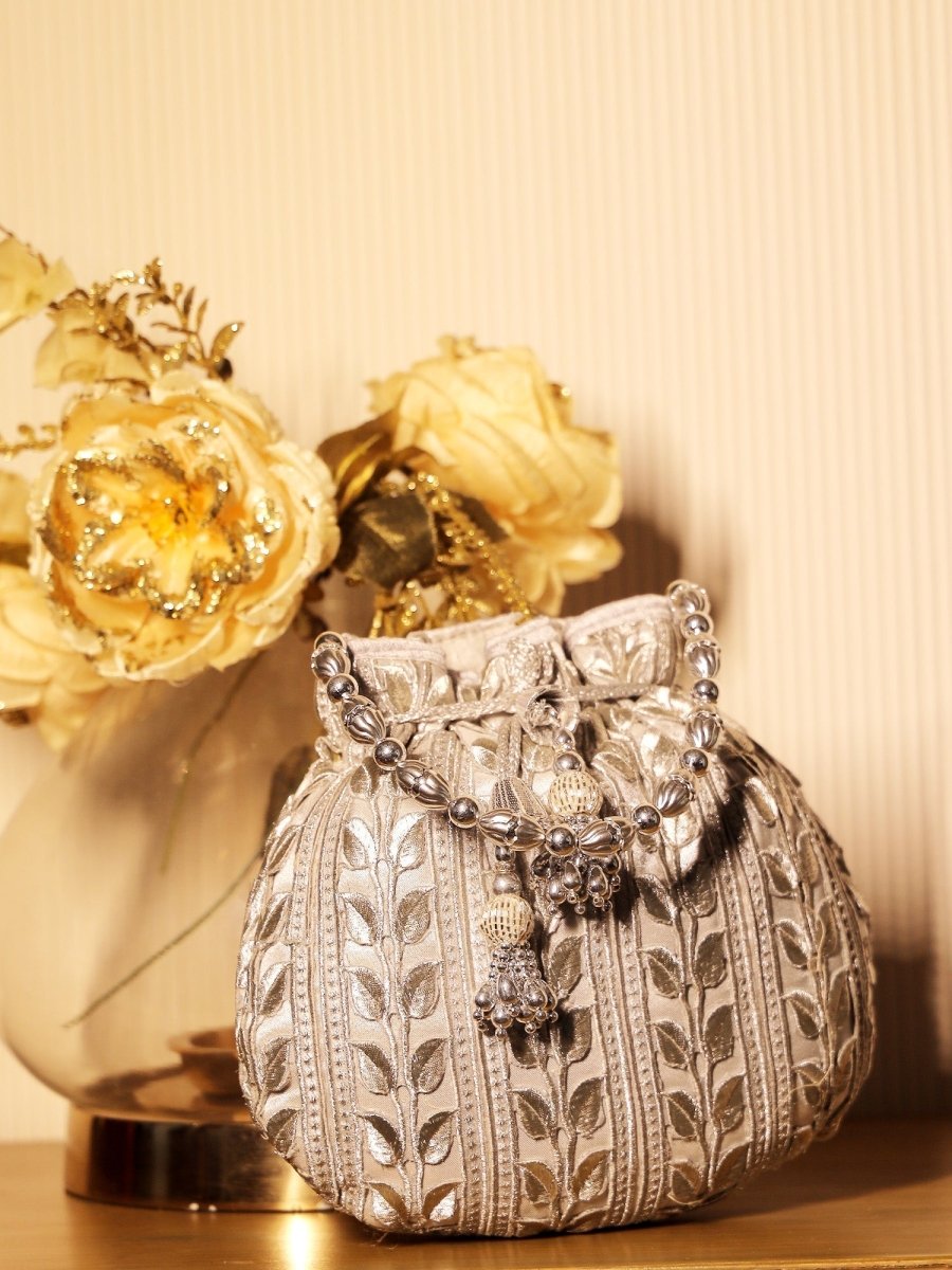 Doris Silver Potli Bag - House of Sarvati LLC