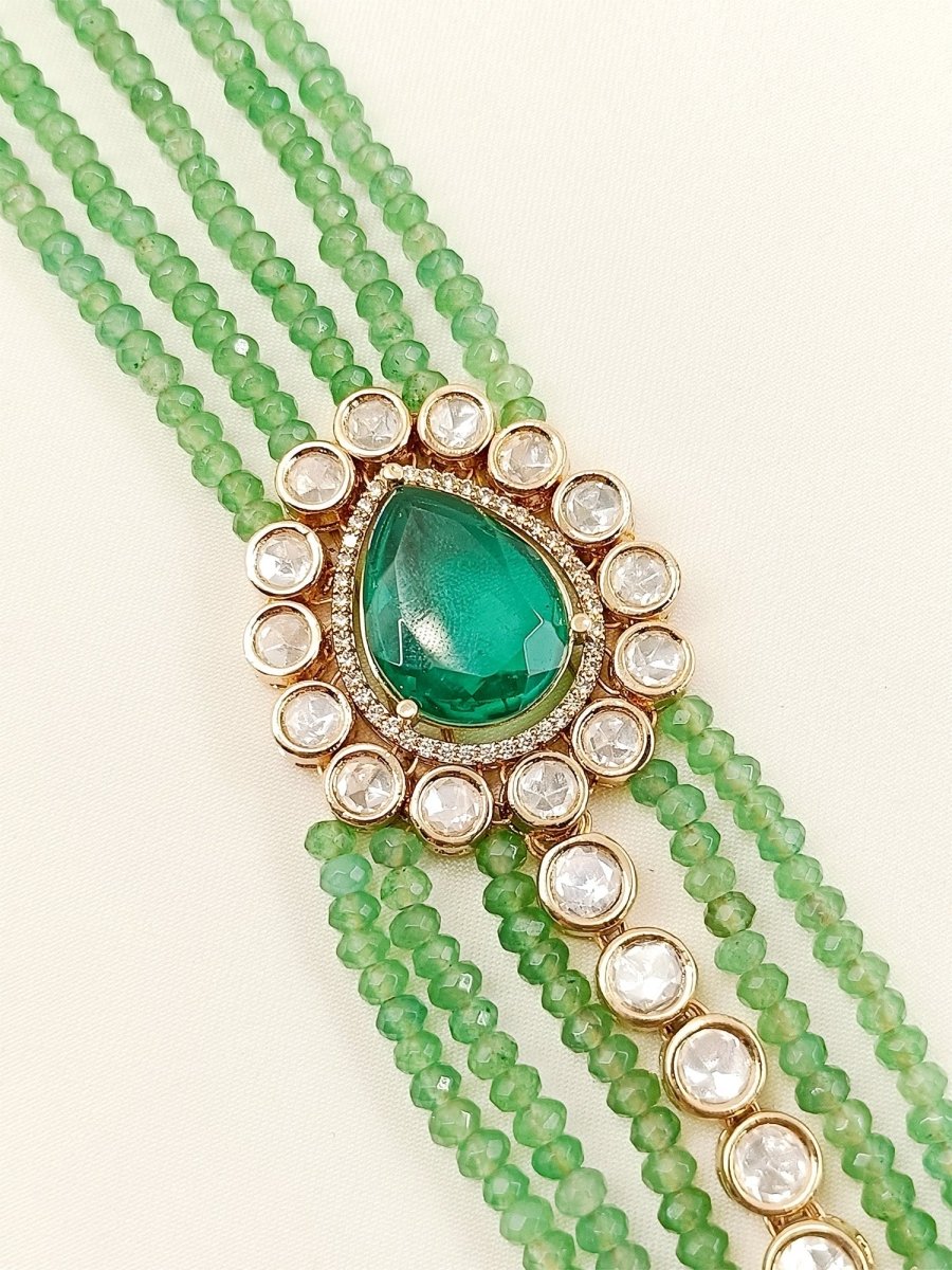 Eda Green Kundan Neckpiece - House of Sarvati LLC