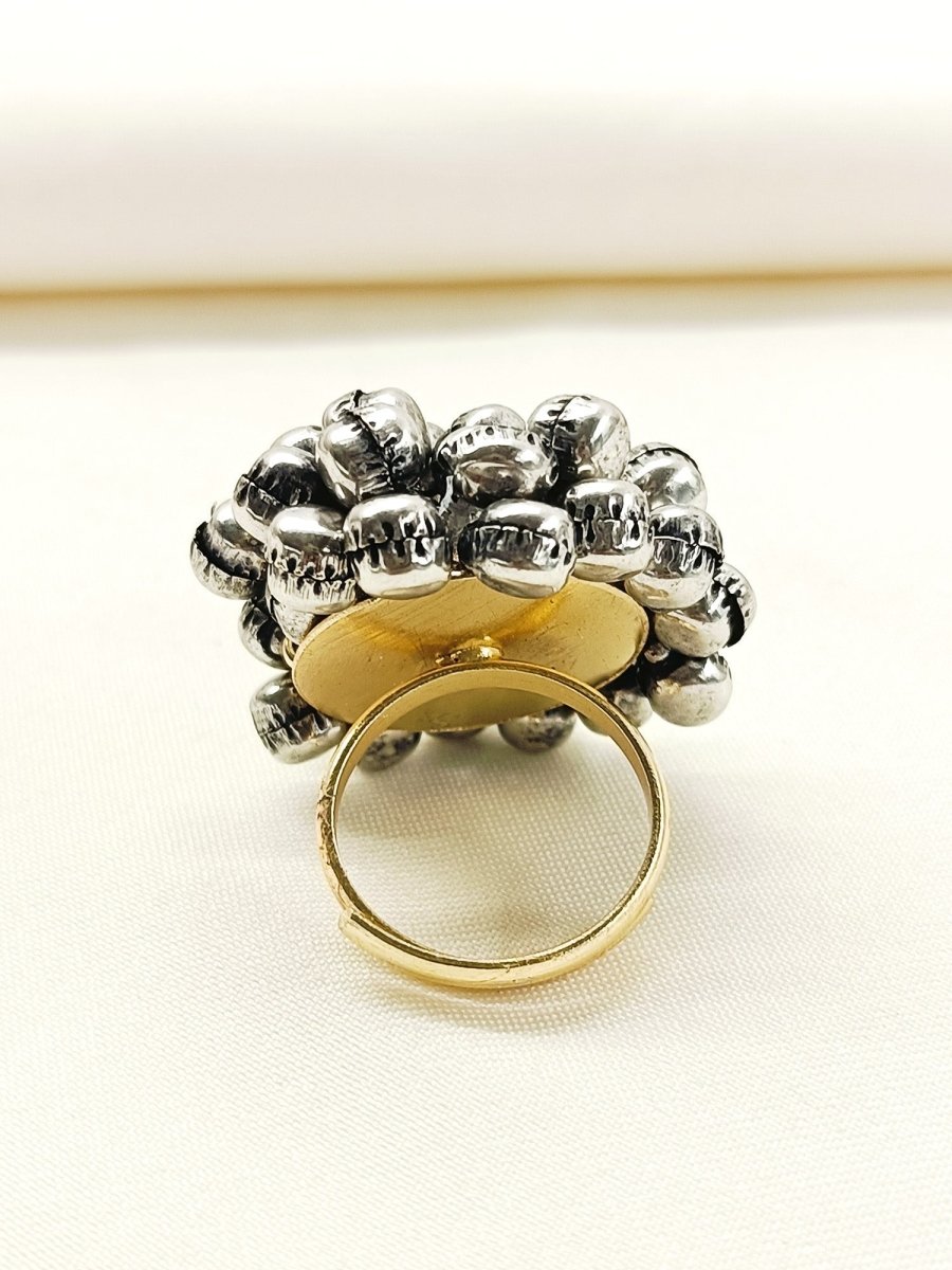 Ekaantha Silver Oxidized Finger Ring - House of Sarvati LLC
