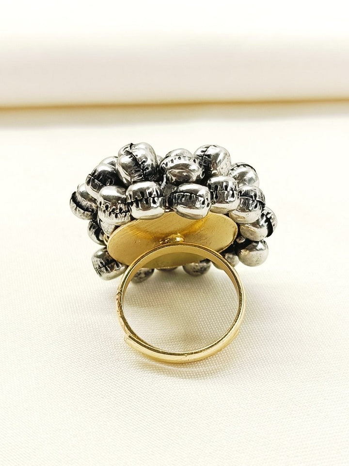 Ekaantha Silver Oxidized Finger Ring - House of Sarvati LLC