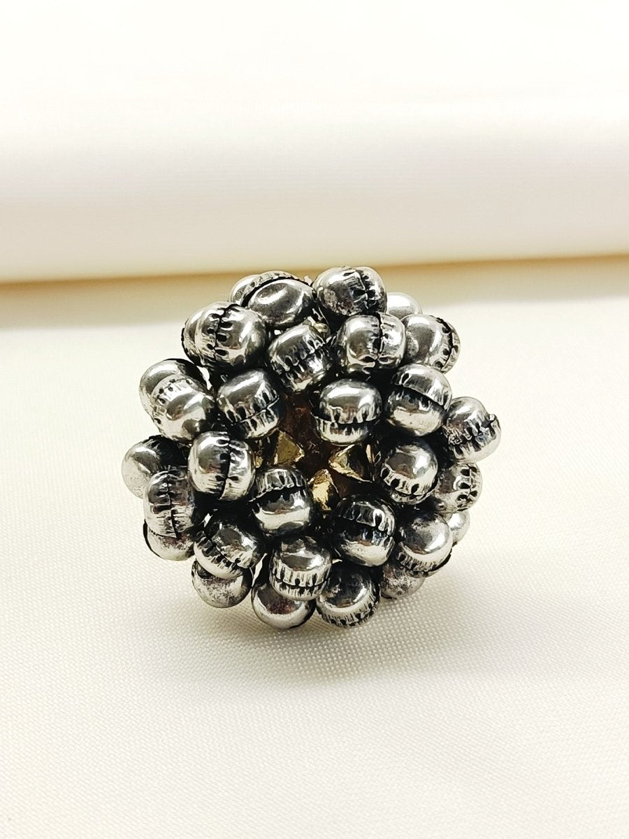 Ekaantha Silver Oxidized Finger Ring - House of Sarvati LLC