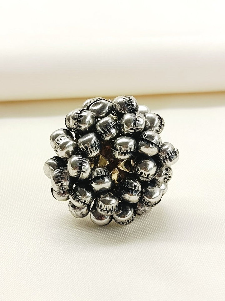 Ekaantha Silver Oxidized Finger Ring - House of Sarvati LLC