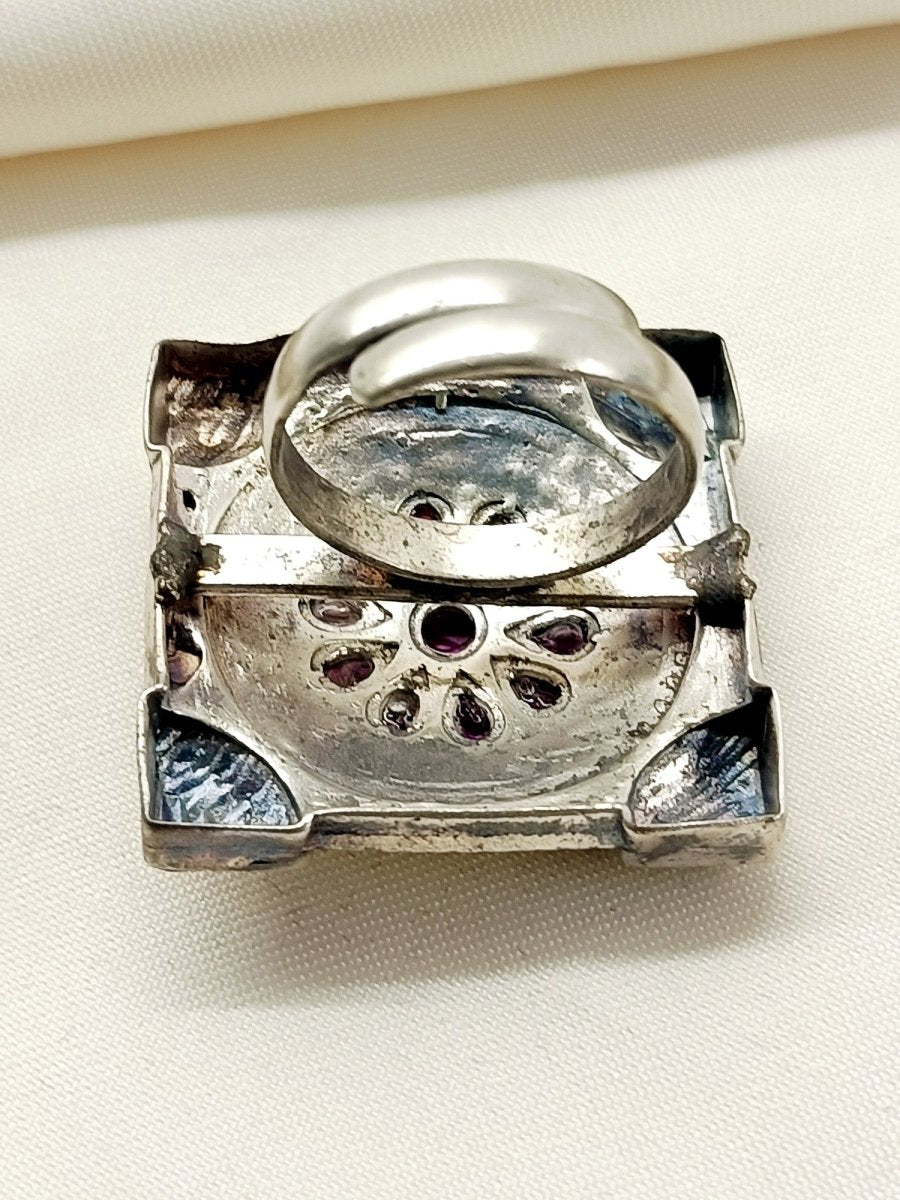 Ekanshi Ruby Oxidized Finger Ring - House of Sarvati LLC